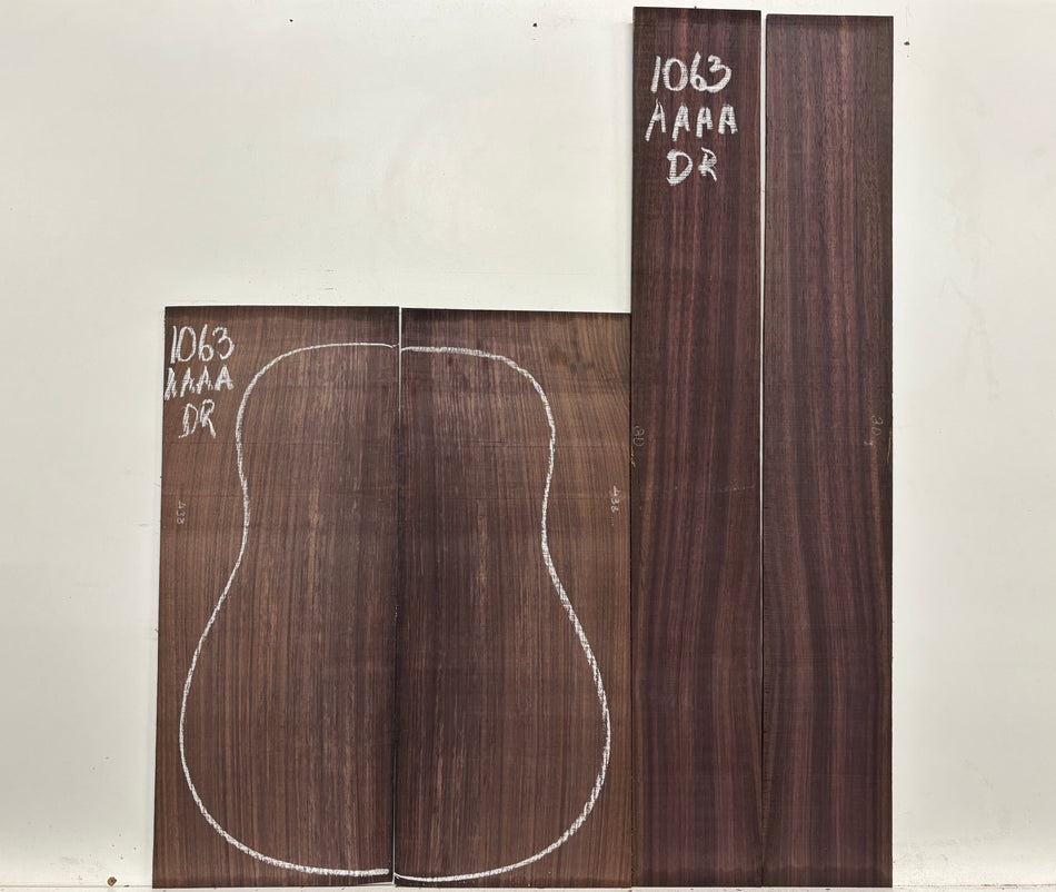 East Indian Rosewood Dreadnought AAAA Grade Guitar Back & Side Set #1063 - Exotic Wood Zone