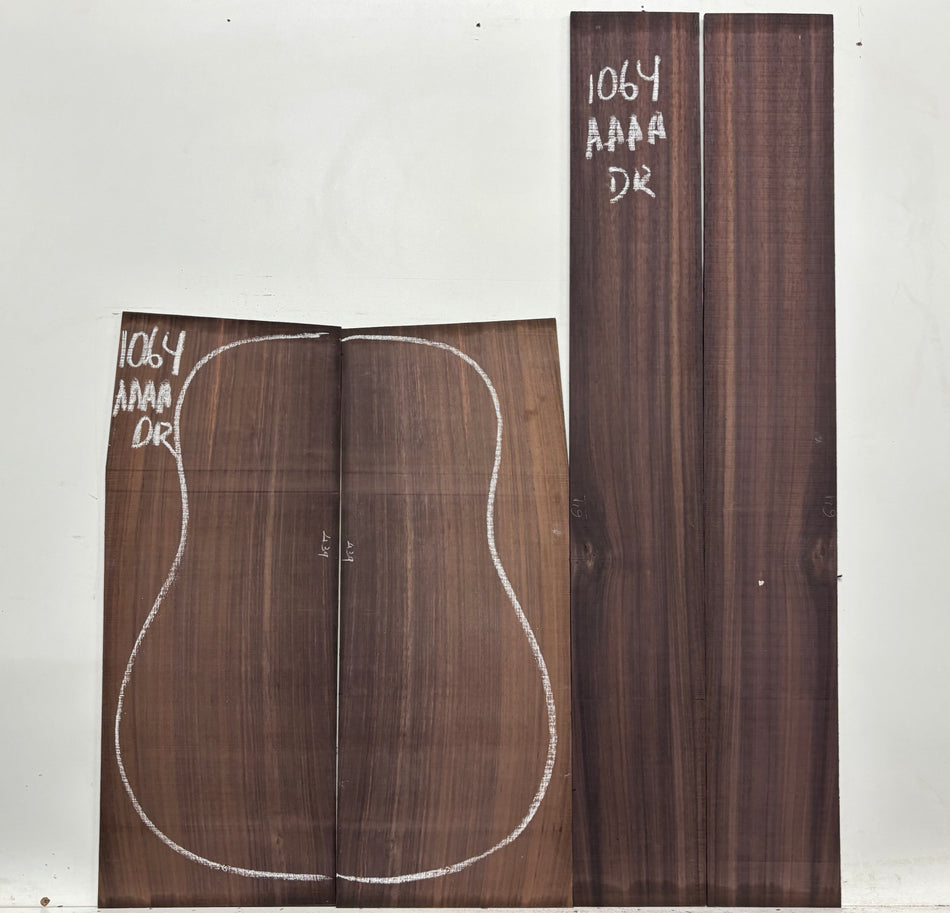 East Indian Rosewood Dreadnought AAAA Grade Guitar Back & Side Set #1064 - Exotic Wood Zone