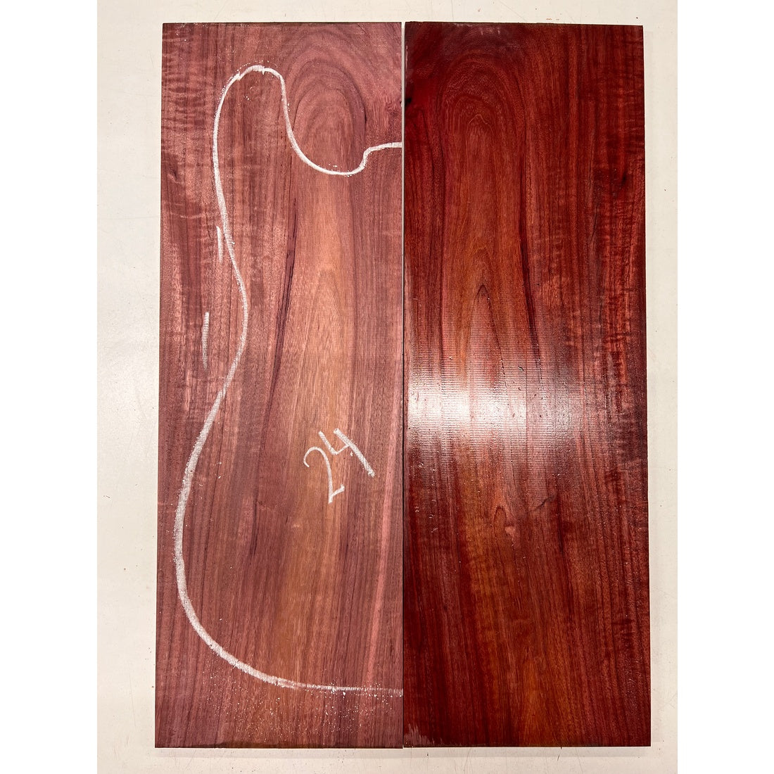 Flame Purpleheart Bookmatched Guitar Drop Tops 21" x 7" x 1/4" #24 - Exotic Wood Zone - Buy online Across USA 