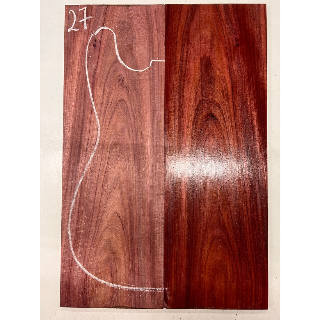 Flame Purpleheart Bookmatched Guitar Drop Tops 21" x 7" x 1/4" #27 - Exotic Wood Zone - Buy online Across USA 