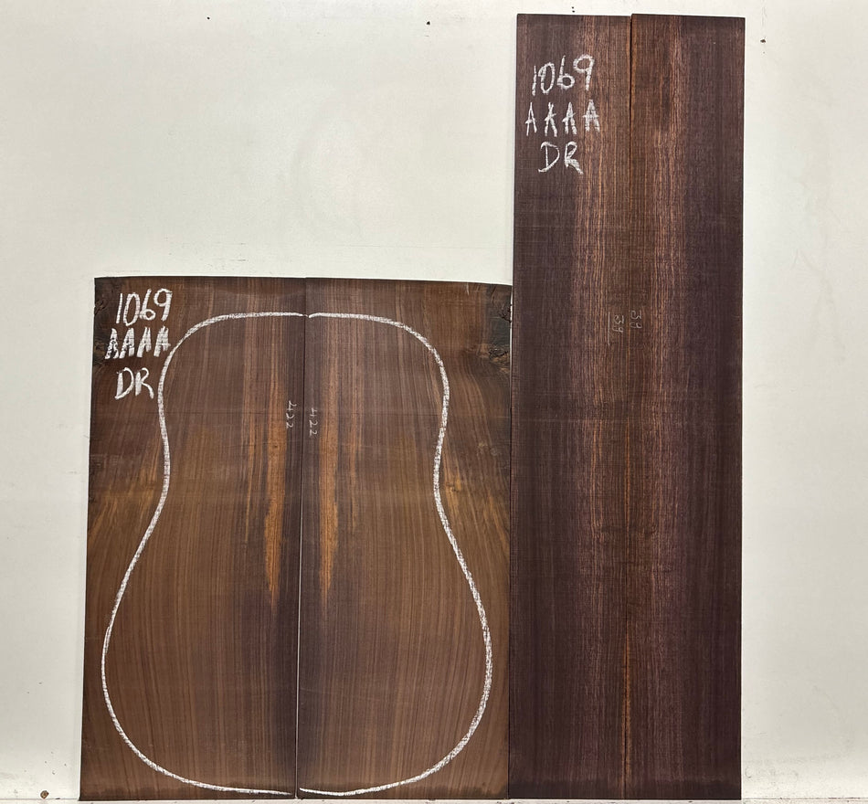 East Indian Rosewood Dreadnought AAAA Grade Guitar Back & Side Set #1069 - Exotic Wood Zone