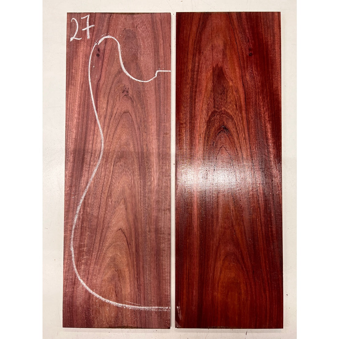 Flame Purpleheart Bookmatched Guitar Drop Tops 21" x 7" x 1/4" #27 - Exotic Wood Zone - Buy online Across USA 