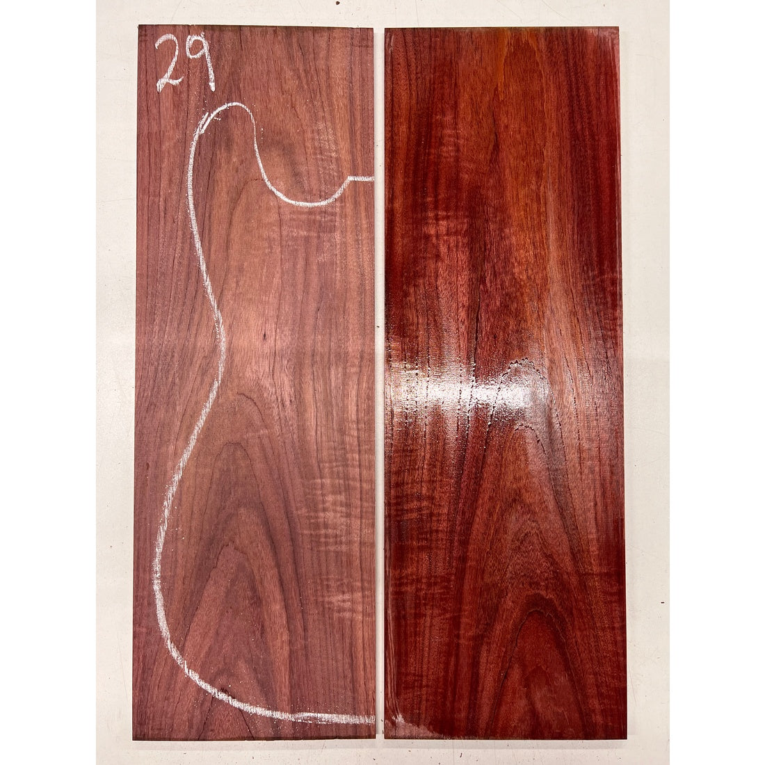 Flame Purpleheart Bookmatched Guitar Drop Tops 21" x 7" x 1/4" #29 - Exotic Wood Zone - Buy online Across USA 