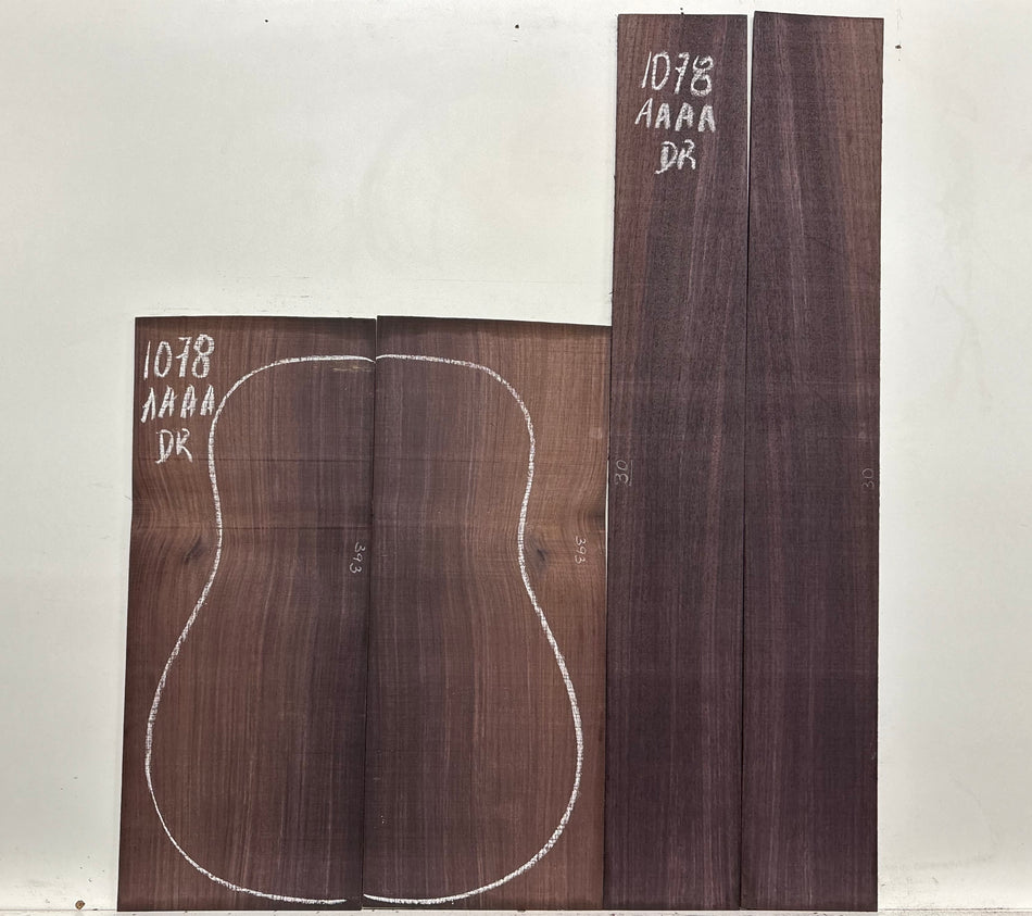 East Indian Rosewood Dreadnought AAAA Grade Guitar Back & Side Set #1078 - Exotic Wood Zone