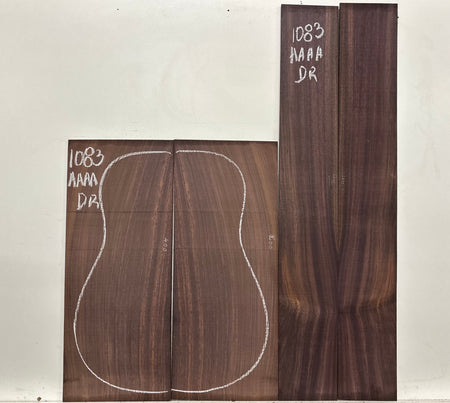 East Indian Rosewood Dreadnought AAAA Grade Guitar Back & Side Set #1083 - Exotic Wood Zone