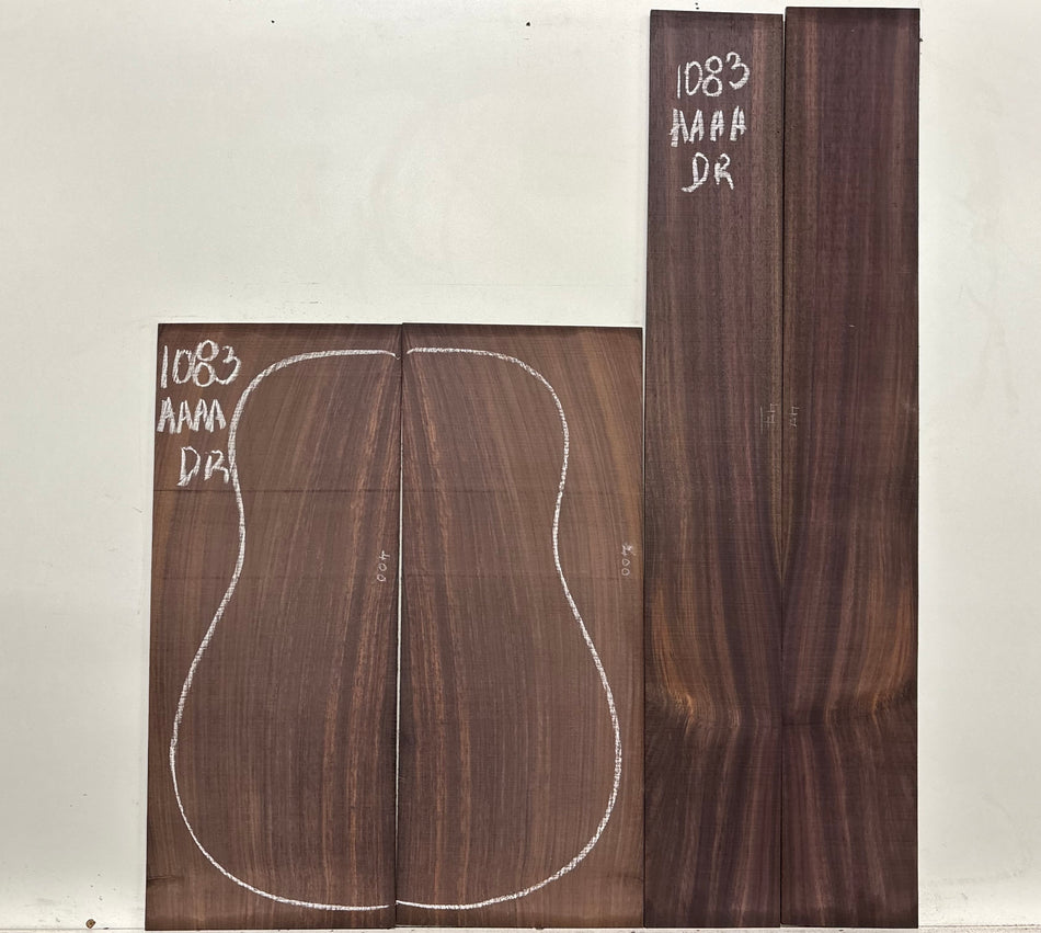 East Indian Rosewood Dreadnought AAAA Grade Guitar Back & Side Set #1083 - Exotic Wood Zone