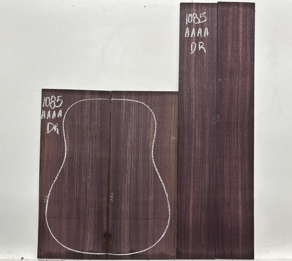 East Indian Rosewood Dreadnought AAAA Grade Guitar Back & Side Set #1085 - Exotic Wood Zone