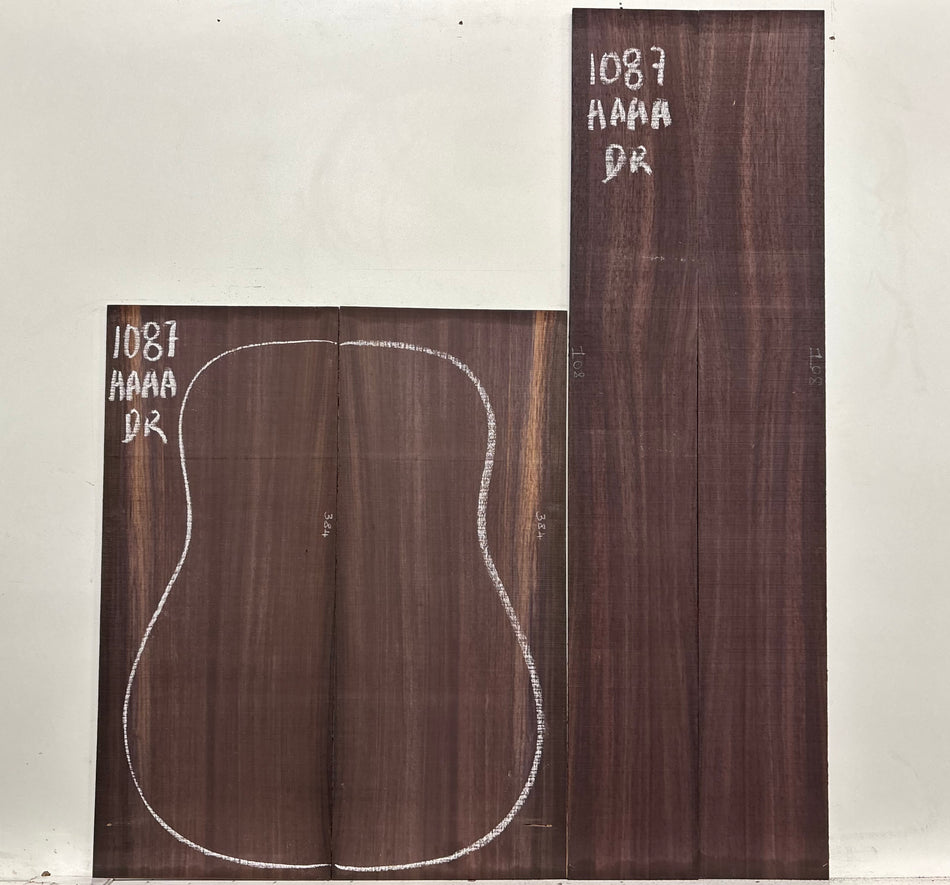 East Indian Rosewood Dreadnought AAAA Grade Guitar Back & Side Set #1087 - Exotic Wood Zone