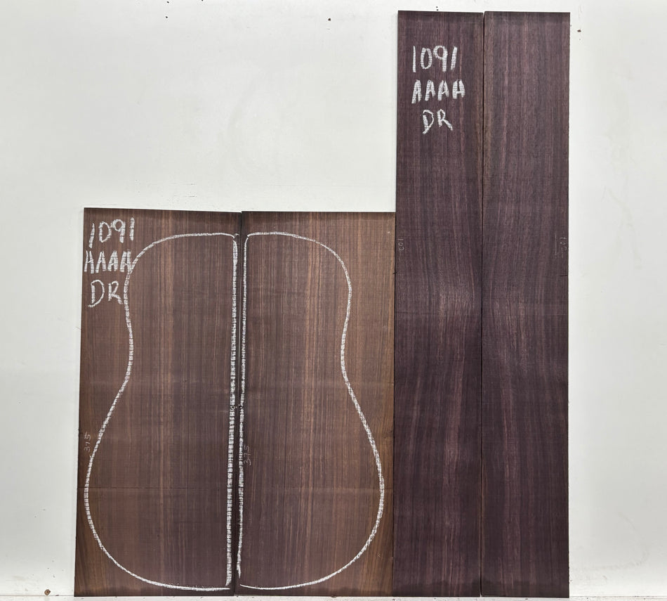 East Indian Rosewood Dreadnought AAAA Grade Guitar Back & Side Set #1091 - Exotic Wood Zone