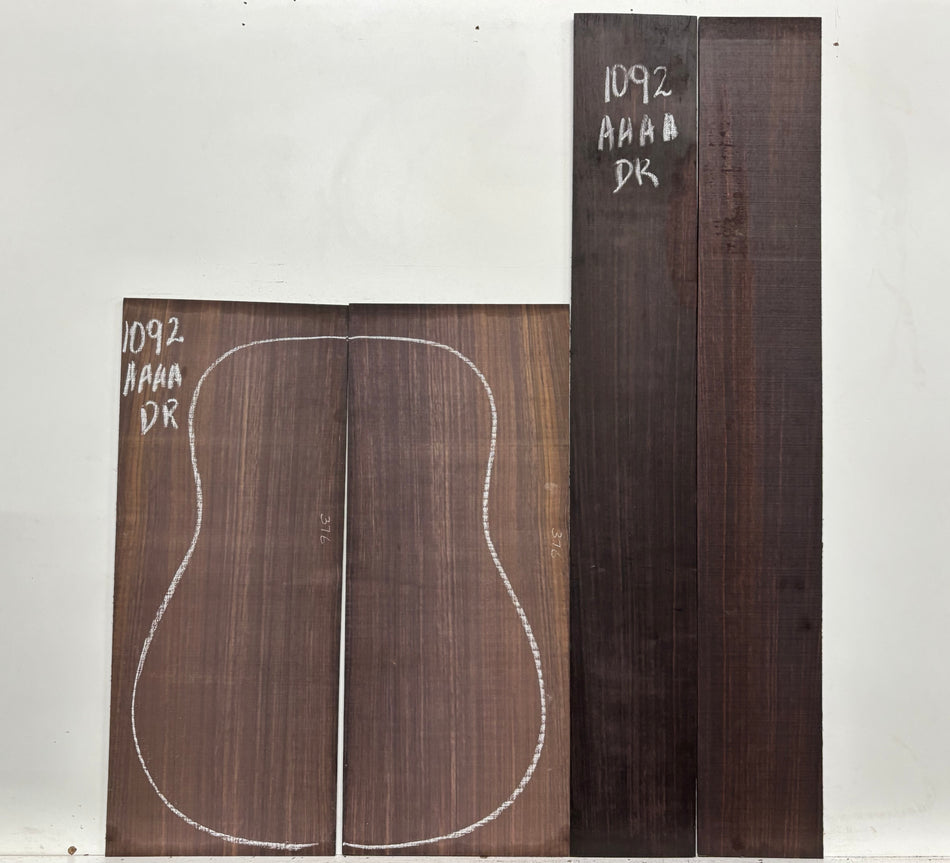 East Indian Rosewood Dreadnought AAAA Grade Guitar Back & Side Set #1092 - Exotic Wood Zone