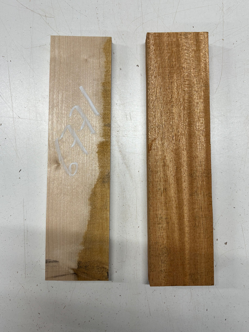 2 Pack, 2 Species Hard maple + Mahogany Thin Stock Lumber  Maple :12"x3"x5/8" , Mahogany :12"x3"x1-1/8" #6771