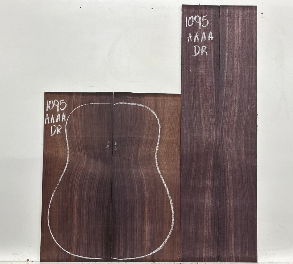 East Indian Rosewood Dreadnought AAAA Grade Guitar Back & Side Set #1095 - Exotic Wood Zone