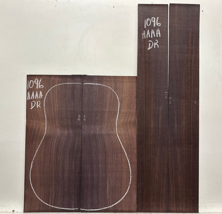 East Indian Rosewood Dreadnought AAAA Grade Guitar Back & Side Set #1096 - Exotic Wood Zone