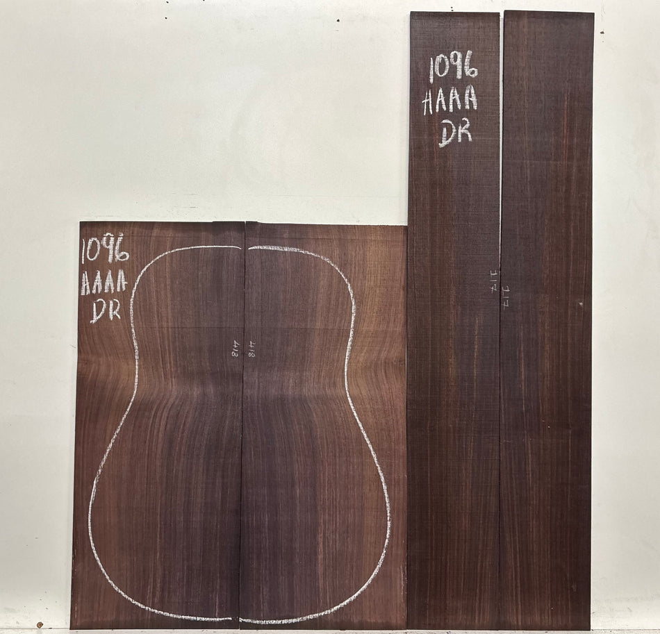 East Indian Rosewood Dreadnought AAAA Grade Guitar Back & Side Set #1096 - Exotic Wood Zone