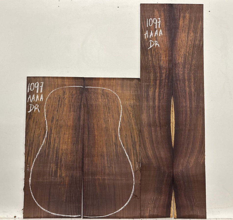 East Indian Rosewood Dreadnought AAAA Grade Guitar Back & Side Set #1097 - Exotic Wood Zone