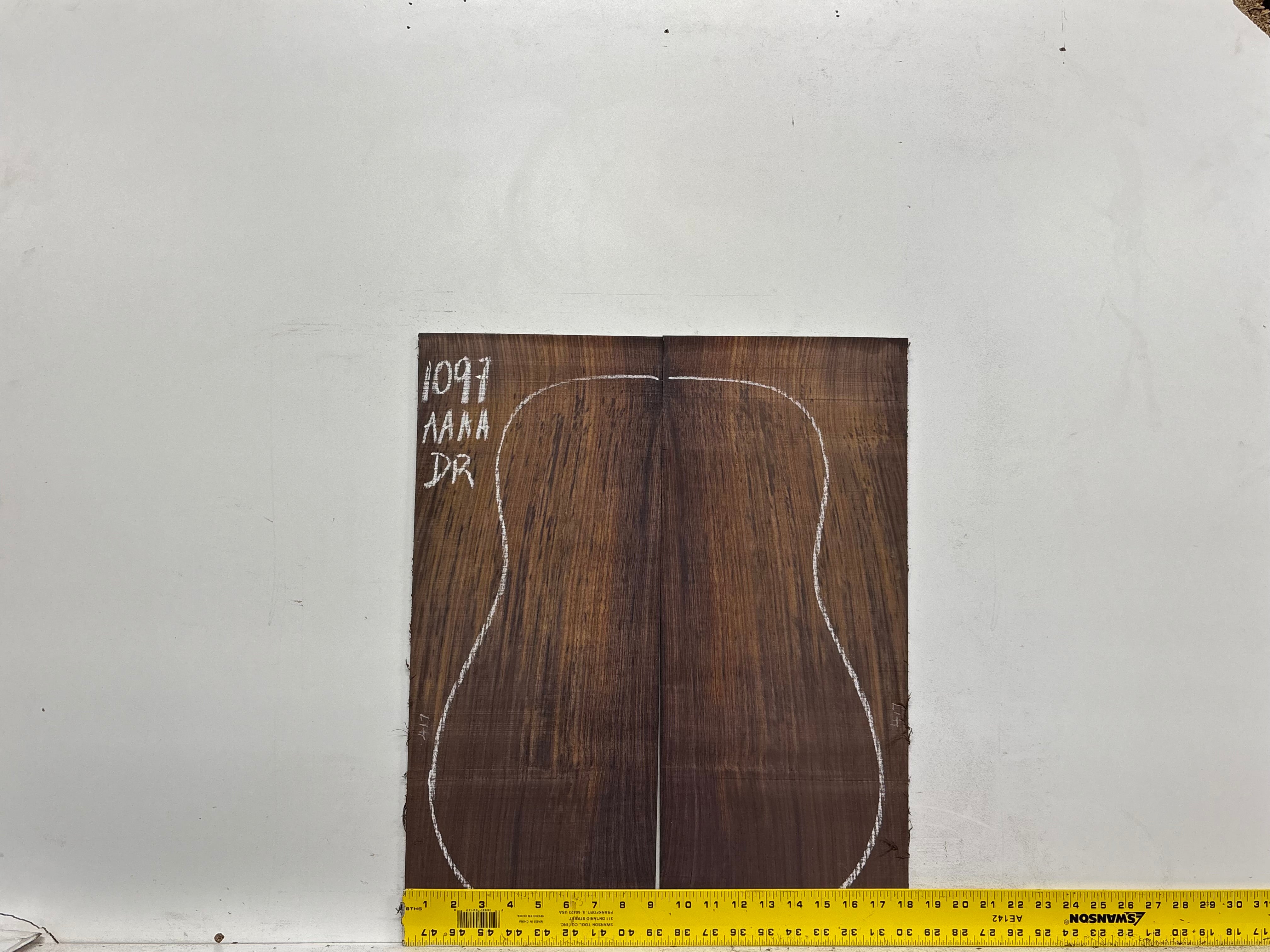 East Indian Rosewood Dreadnought AAAA Grade Guitar Back & Side Set #1097 - Exotic Wood Zone