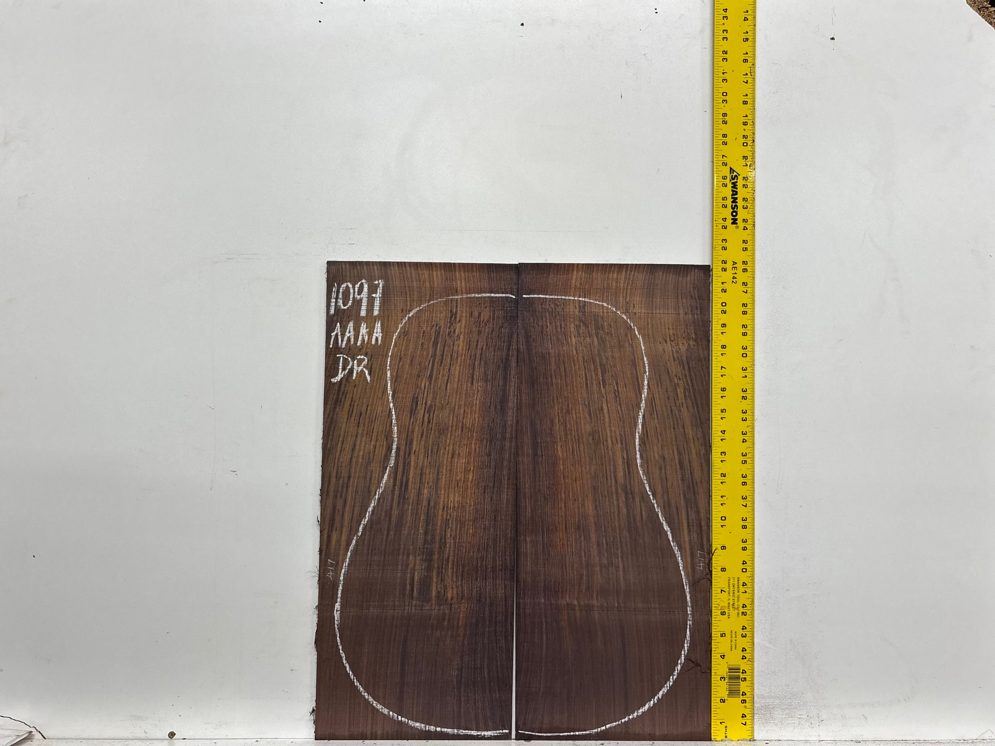 East Indian Rosewood Dreadnought AAAA Grade Guitar Back & Side Set #1097 - Exotic Wood Zone