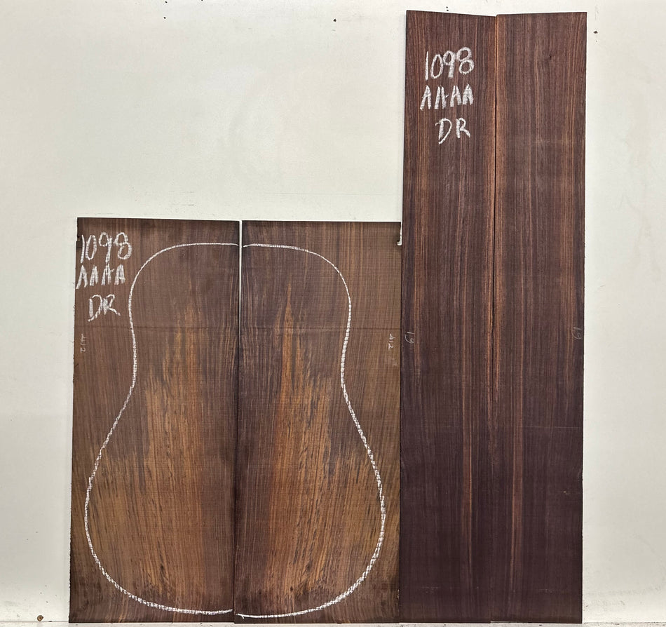 East Indian Rosewood Dreadnought AAAA Grade Guitar Back & Side Set #1098 - Exotic Wood Zone