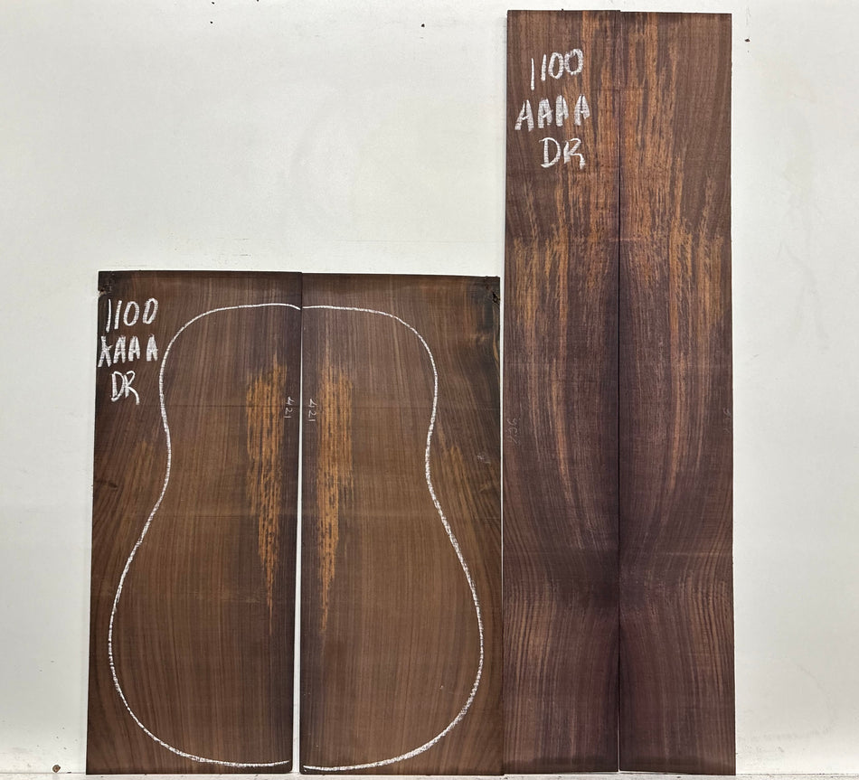 East Indian Rosewood Dreadnought AAAA Grade Guitar Back & Side Set #1100 - Exotic Wood Zone