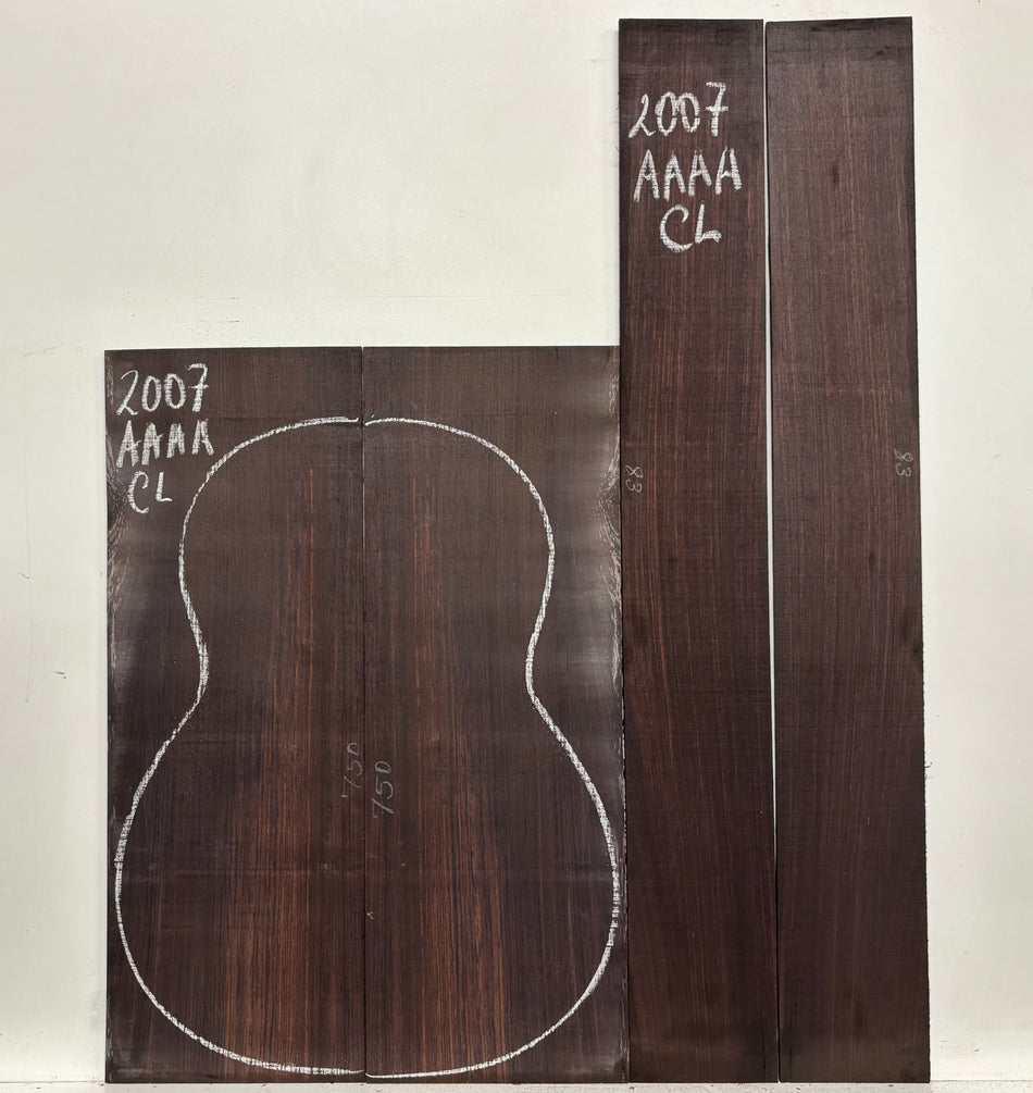 Dark Grain East Indian Rosewood Classical AAAA Grade Guitar Back & Side Set #2007 - Exotic Wood Zone
