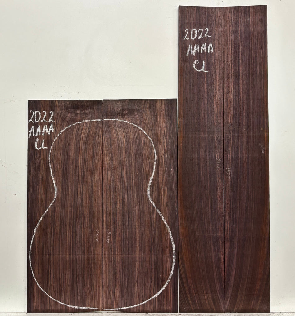 East Indian Rosewood Classical AAAA Grade Guitar Back & Side Set #2022 - Exotic Wood Zone