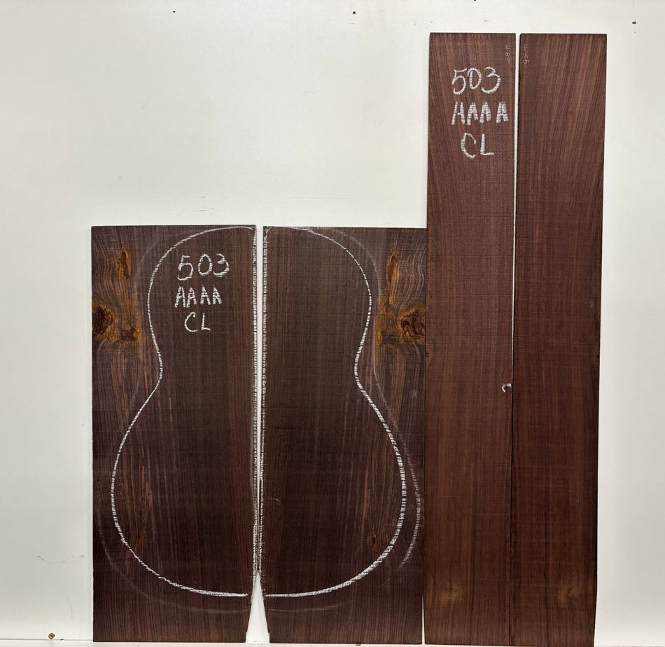 Juego de fondo y aros de guitarra de grado AAAA Dreadnought de palisandro de la India Oriental #61 