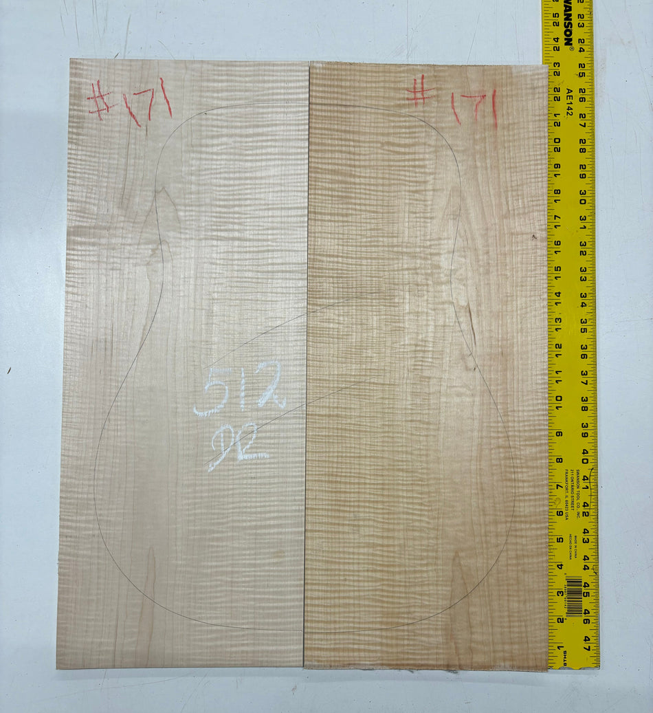 Flame Hard Maple Dreadnought Guitar Back and Side Set- AAAA Grade #512 Exotic Wood Zone 