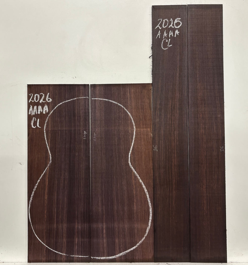 East Indian Rosewood Classical AAAA Grade Guitar Back & Side Set #2026 - Exotic Wood Zone