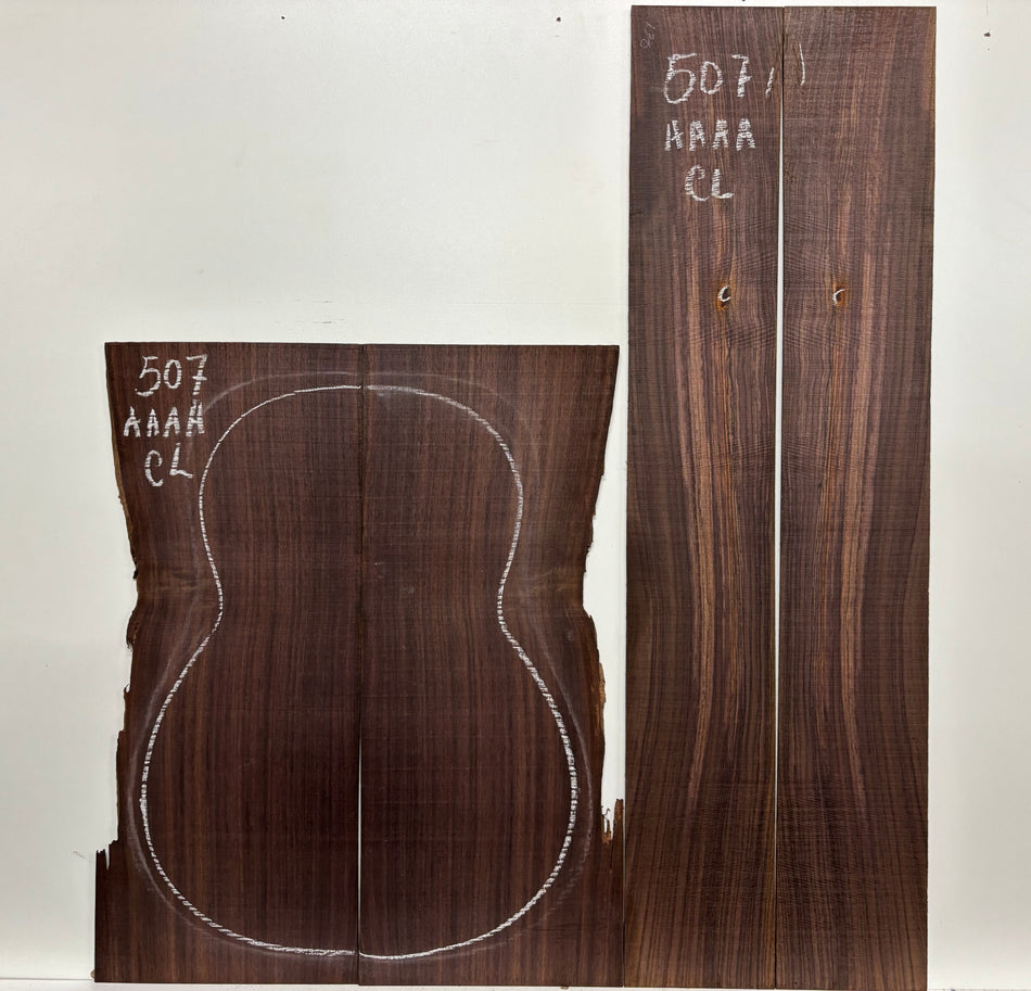 Juego de fondo y aros de guitarra de grado AAAA Dreadnought de palisandro de la India Oriental #61 