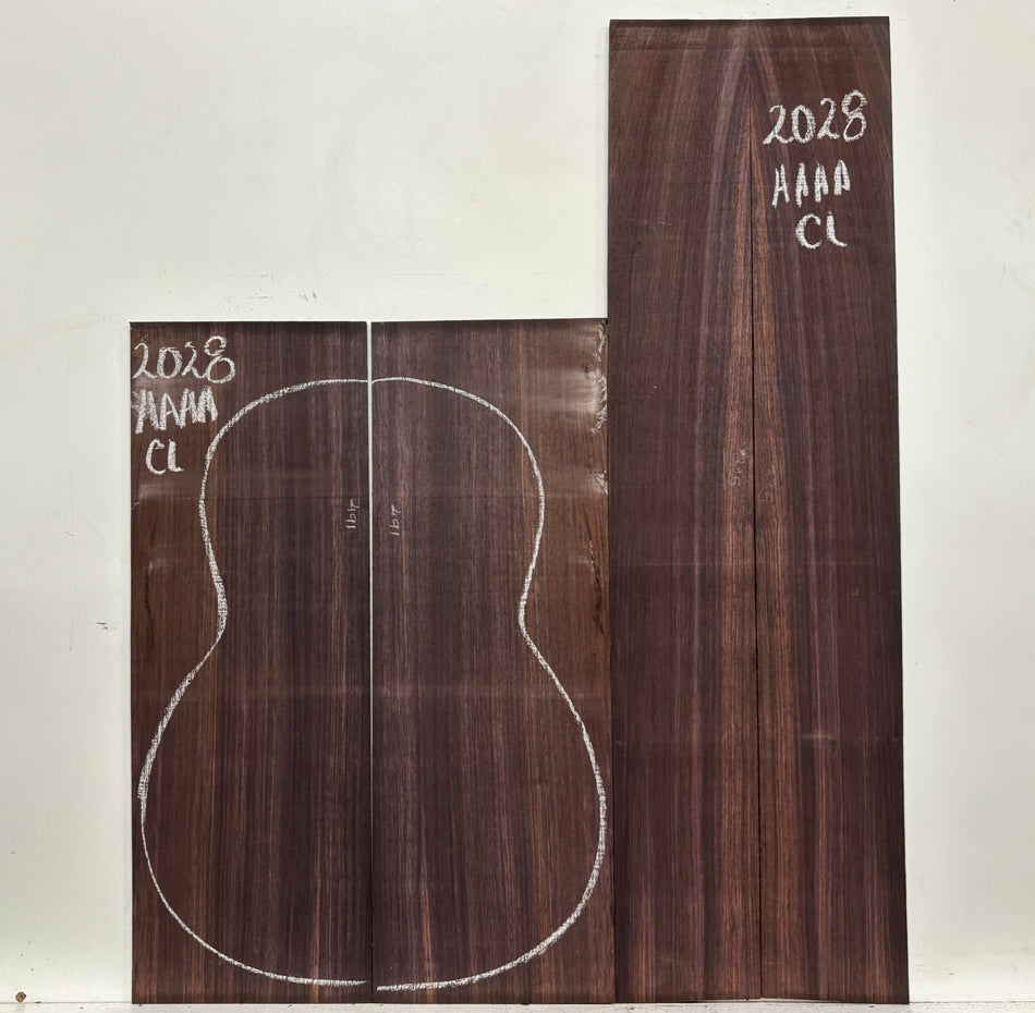 East Indian Rosewood Classical AAAA Grade Guitar Back & Side Set #2028 - Exotic Wood Zone