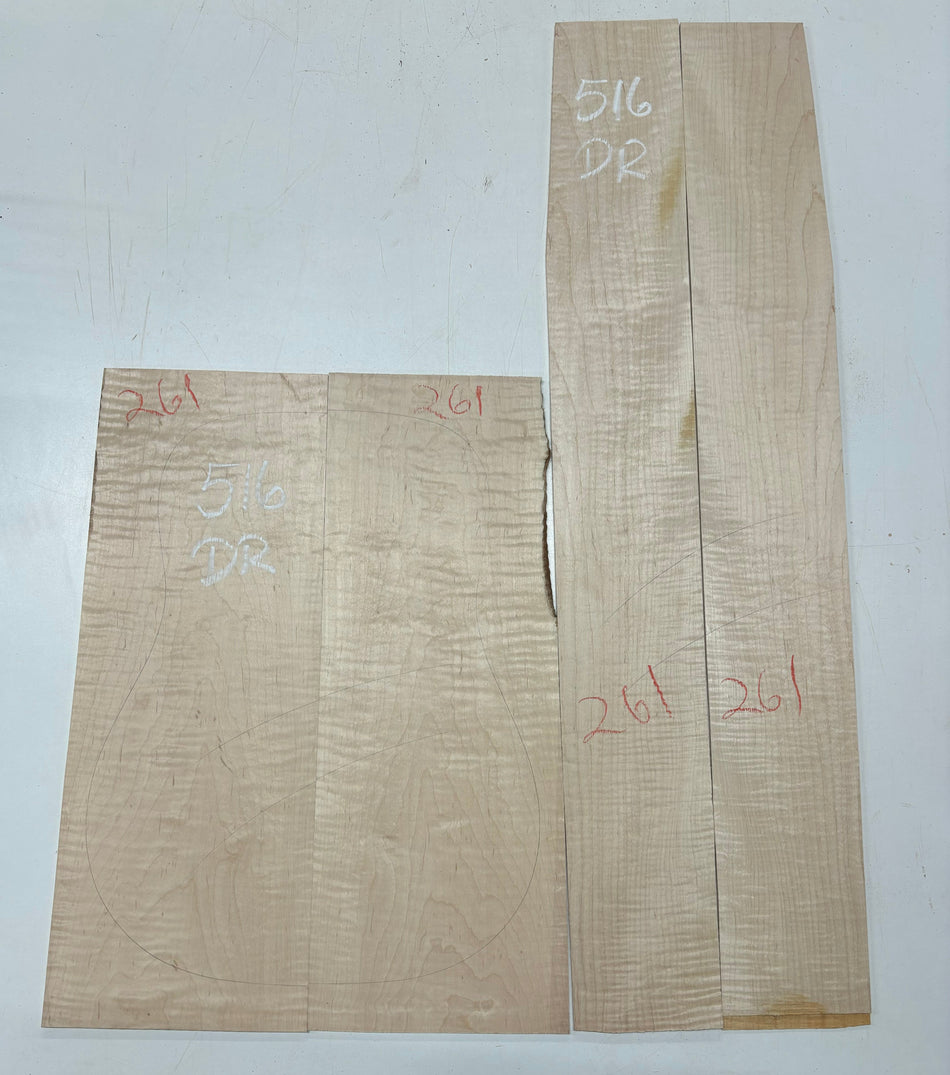 Flame Hard Maple Dreadnought Guitar Back and Side Set- AAAA Grade #516 Exotic Wood Zone 