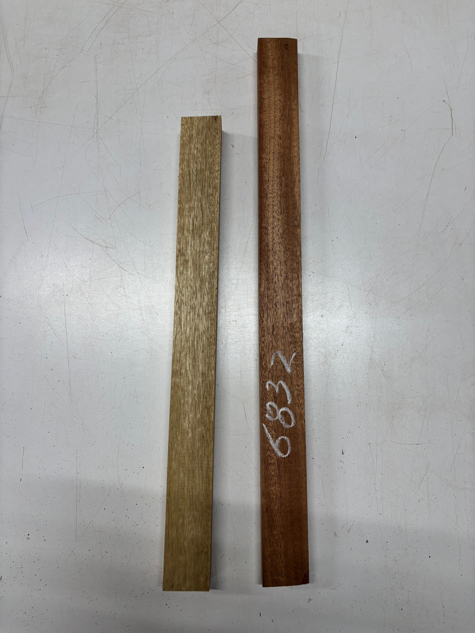 2 Pack, 2 Species White Limba + African Mahogany Thin Stock Lumber  #6832