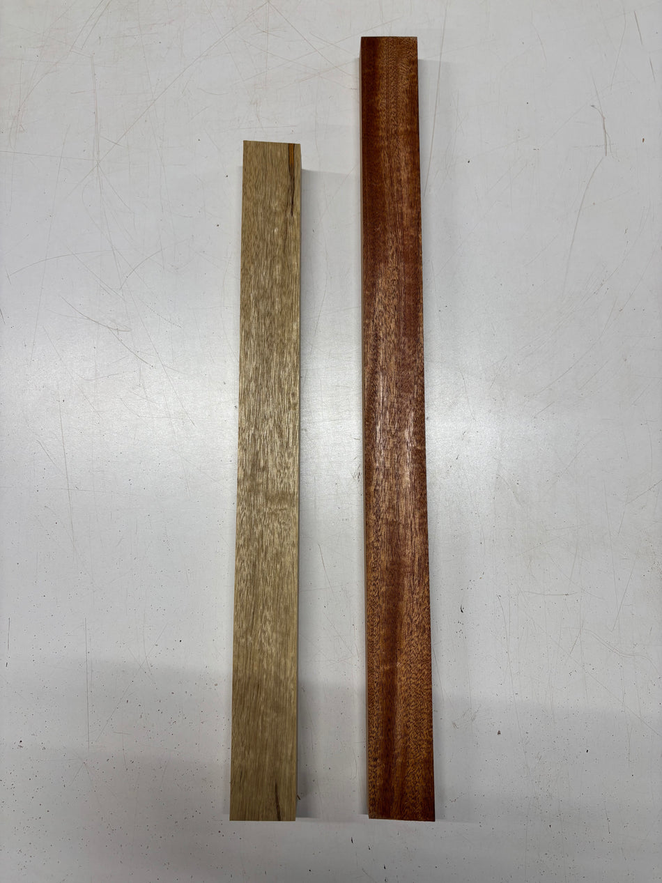 2 Pack, 2 Species White Limba + African Mahogany Thin Stock Lumber  #6832