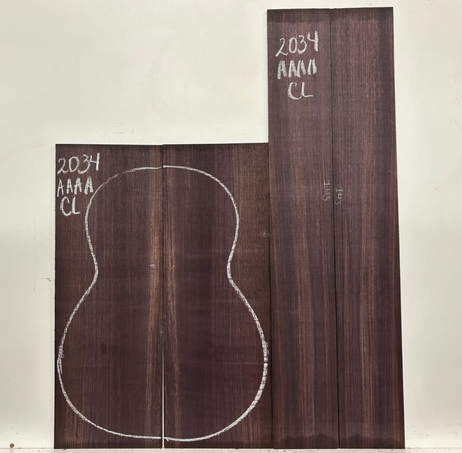 East Indian Rosewood Classical AAAA Grade Guitar Back & Side Set #2034 - Exotic Wood Zone