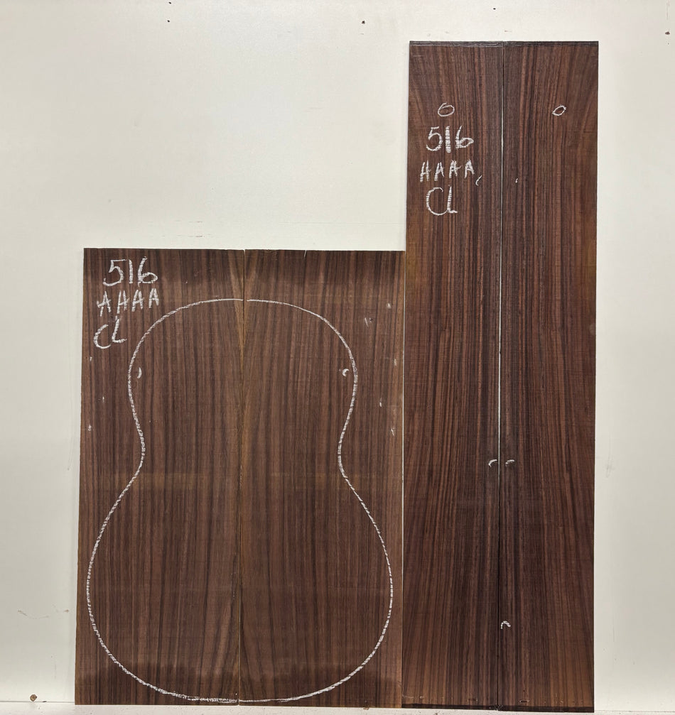 Juego de fondo y aros de guitarra de grado AAAA Dreadnought de palisandro de la India Oriental #61 