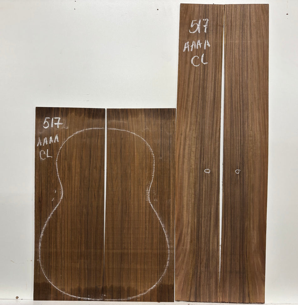 Juego de fondo y aros de guitarra de grado AAAA Dreadnought de palisandro de la India Oriental #61 