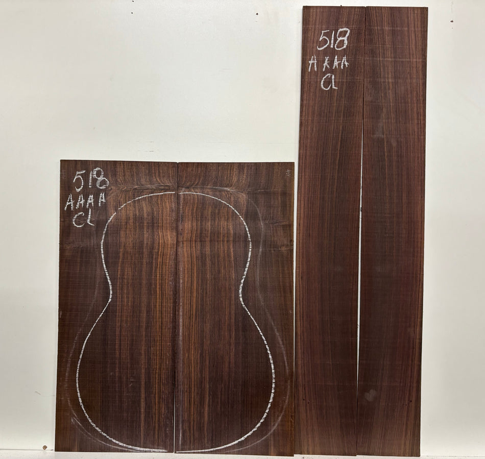 Juego de fondo y aros de guitarra de grado AAAA Dreadnought de palisandro de la India Oriental #61 