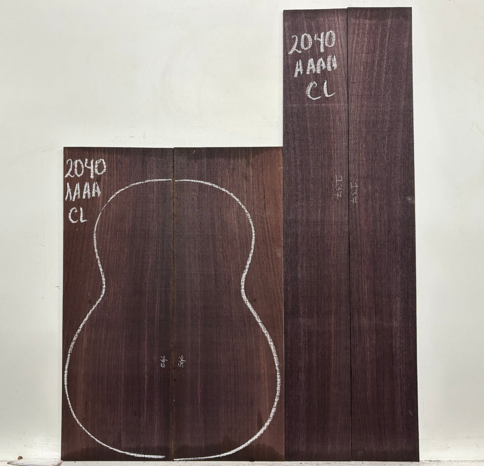 East Indian Rosewood Classical AAAA Grade Guitar Back & Side Set #2040 - Exotic Wood Zone