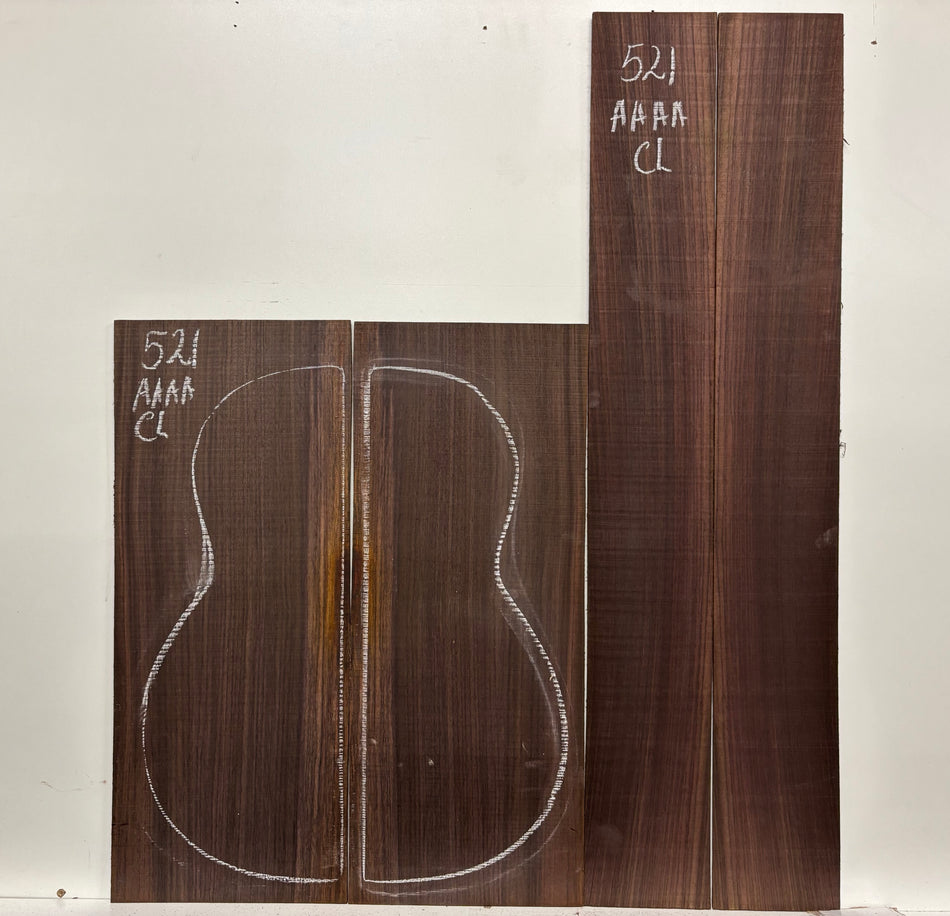 Juego de fondo y aros de guitarra de grado AAAA Dreadnought de palisandro de la India Oriental #61 