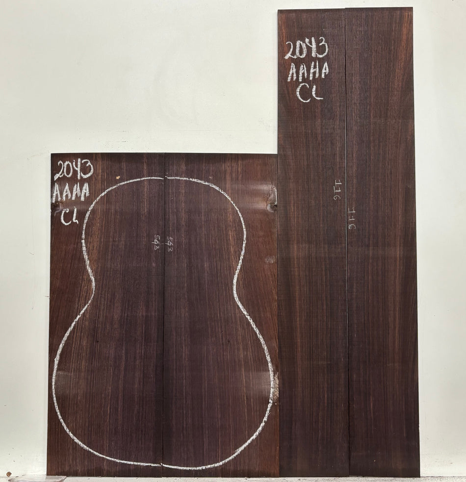 East Indian Rosewood Classical AAAA Grade Guitar Back & Side Set #2043 - Exotic Wood Zone