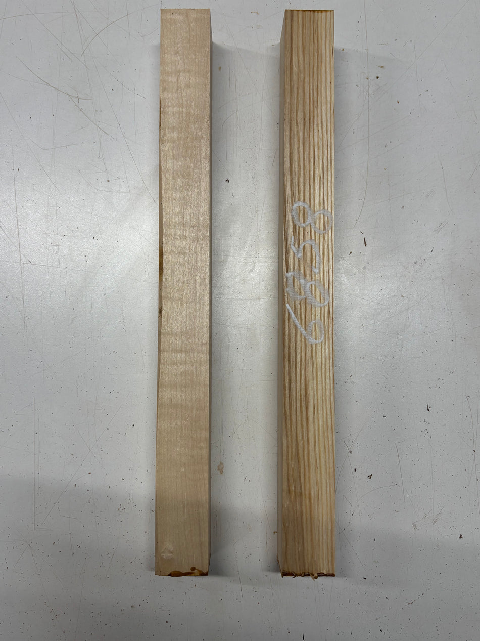 2 Pack, 2 Species Flame Maple + White Ash Thin Stock Lumber 16"x1-3/4"x1-1/2"#6858