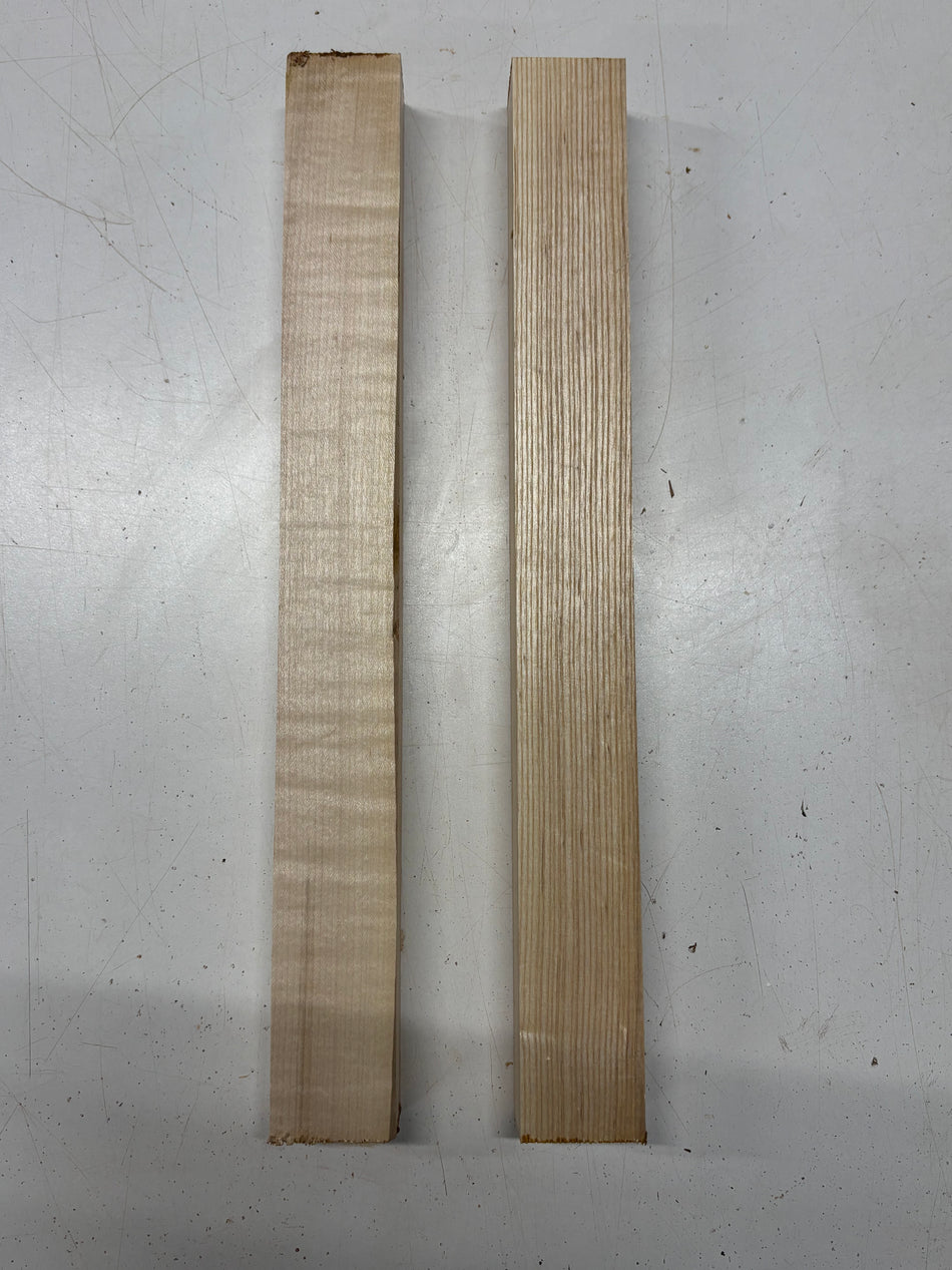 2 Pack, 2 Species Flame Maple + White Ash Thin Stock Lumber 16"x1-3/4"x1-1/2"#6858