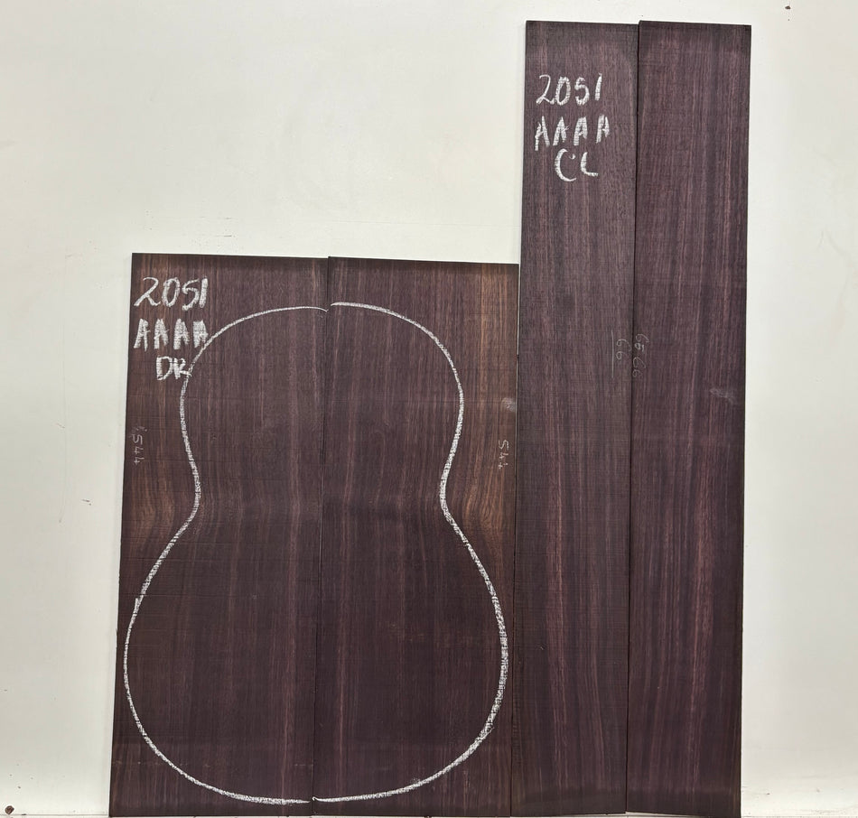 East Indian Rosewood Classical AAAA Grade Guitar Back & Side Set #2051 - Exotic Wood Zone