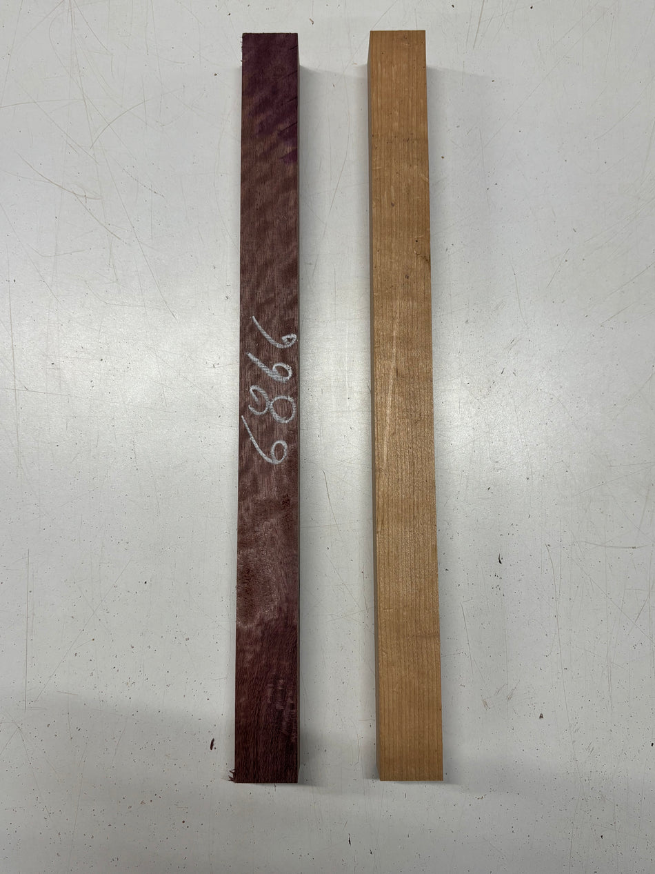 2 Pack, 2 Species Cherry + Flame Purpleheart Turning Wood Blanks 18-1/2"x1-3/8"x1-3/8"#6866