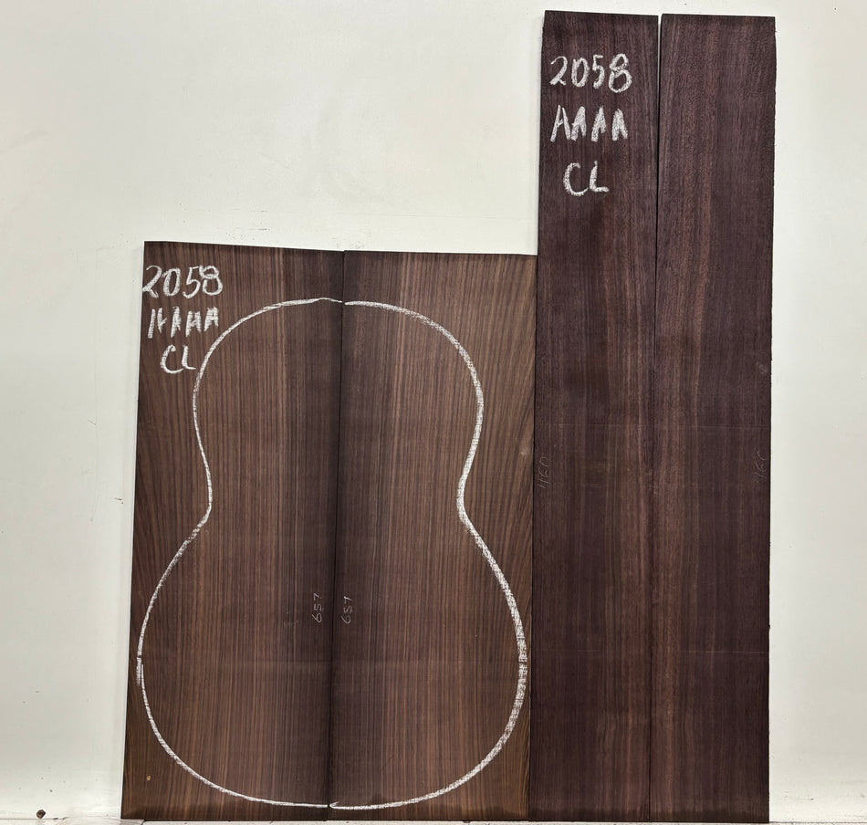 East Indian Rosewood Classical AAAA Grade Guitar Back & Side Set #2058 - Exotic Wood Zone