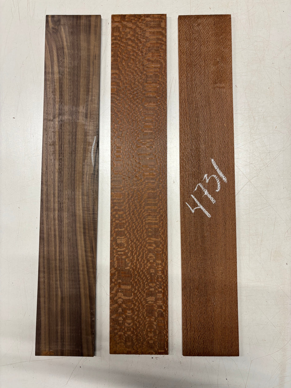 3 Pack, 2 Species: Leopardwood + Black Limba, Thin Stock Lumber Leopardwood – 24"x 3-7/8"x 1/4", 24"x 4" x 1/4" Walnut – 24" x 4"x 1/4"#4731