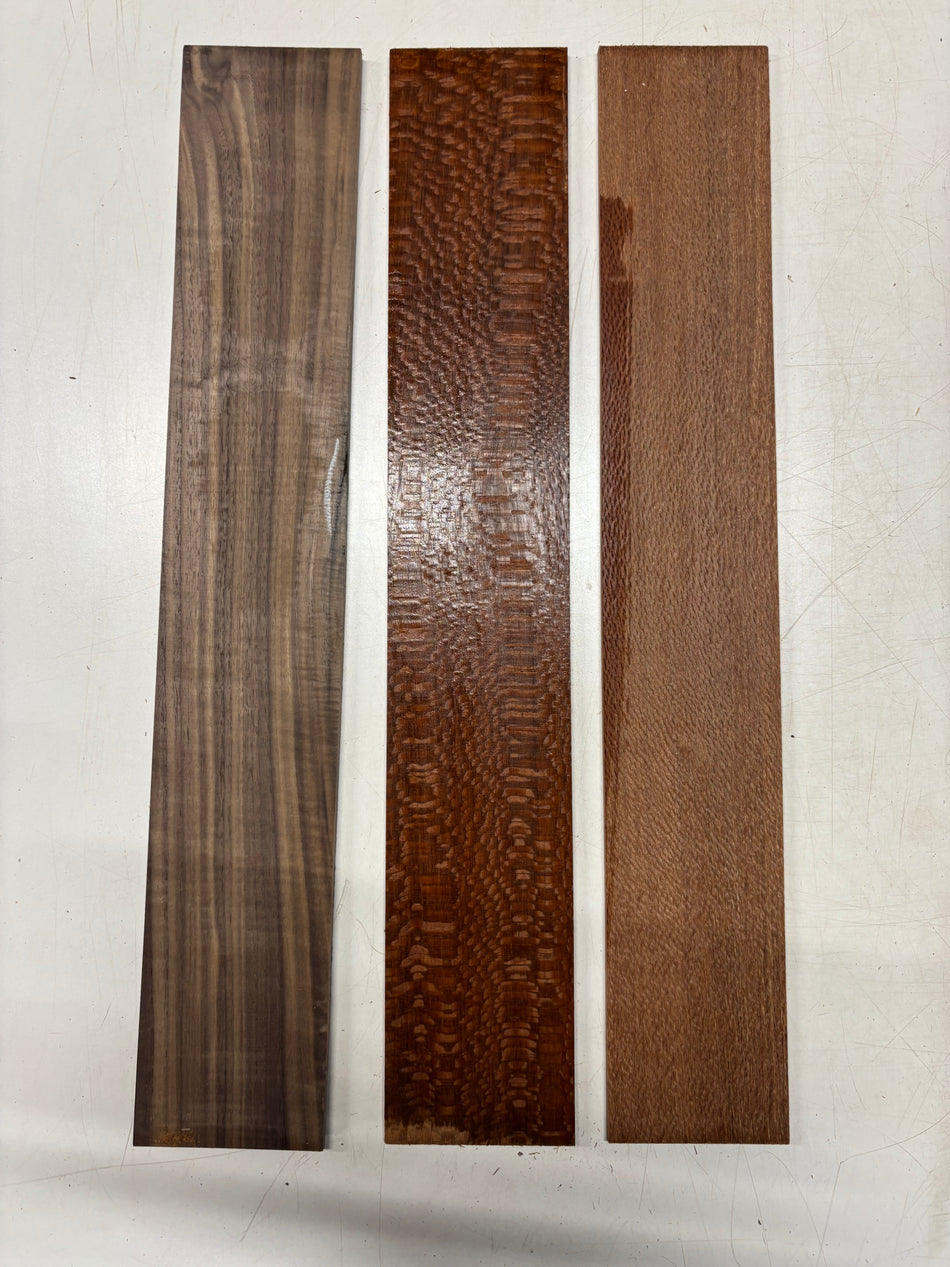 3 Pack, 2 Species: Leopardwood + Black Limba, Thin Stock Lumber Leopardwood – 24"x 3-7/8"x 1/4", 24"x 4" x 1/4" Walnut – 24" x 4"x 1/4"#4731