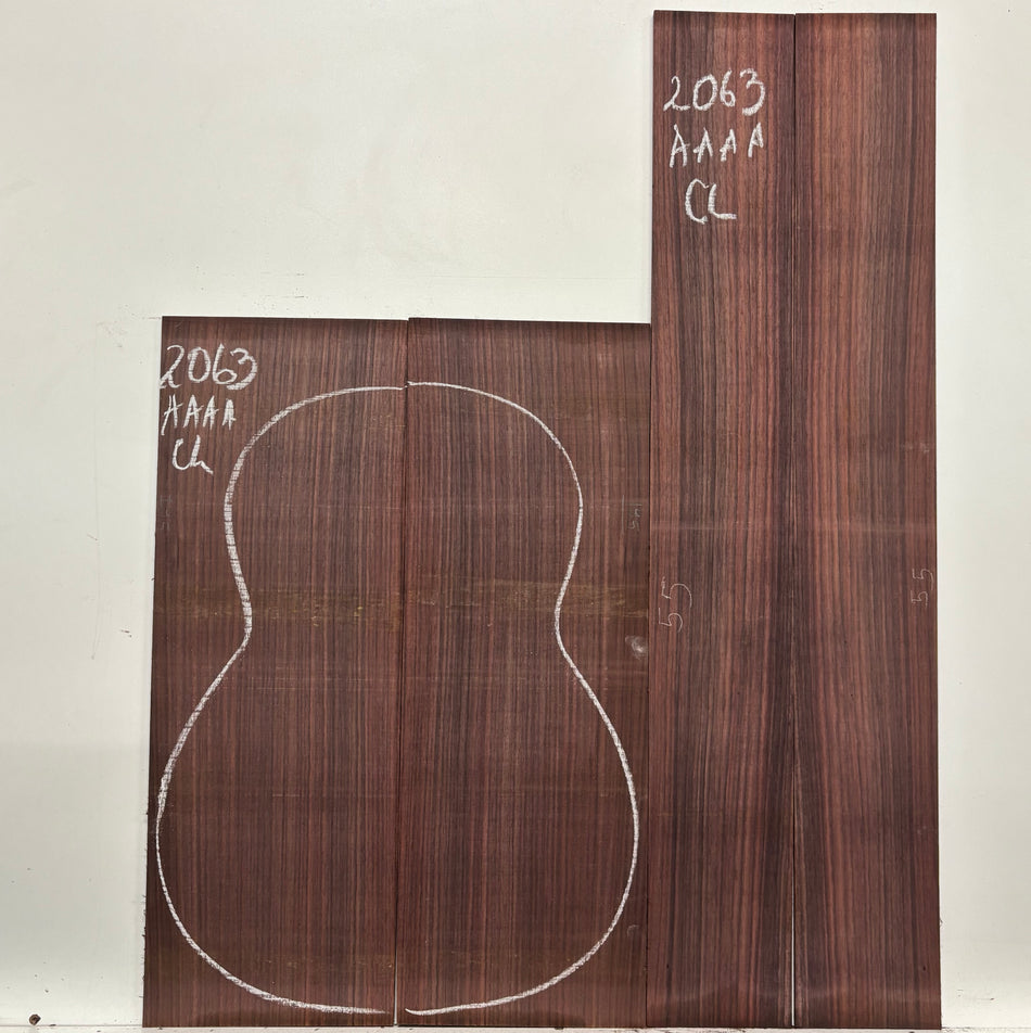 East Indian Rosewood Classical AAAA Grade Guitar Back & Side Set #2063 - Exotic Wood Zone