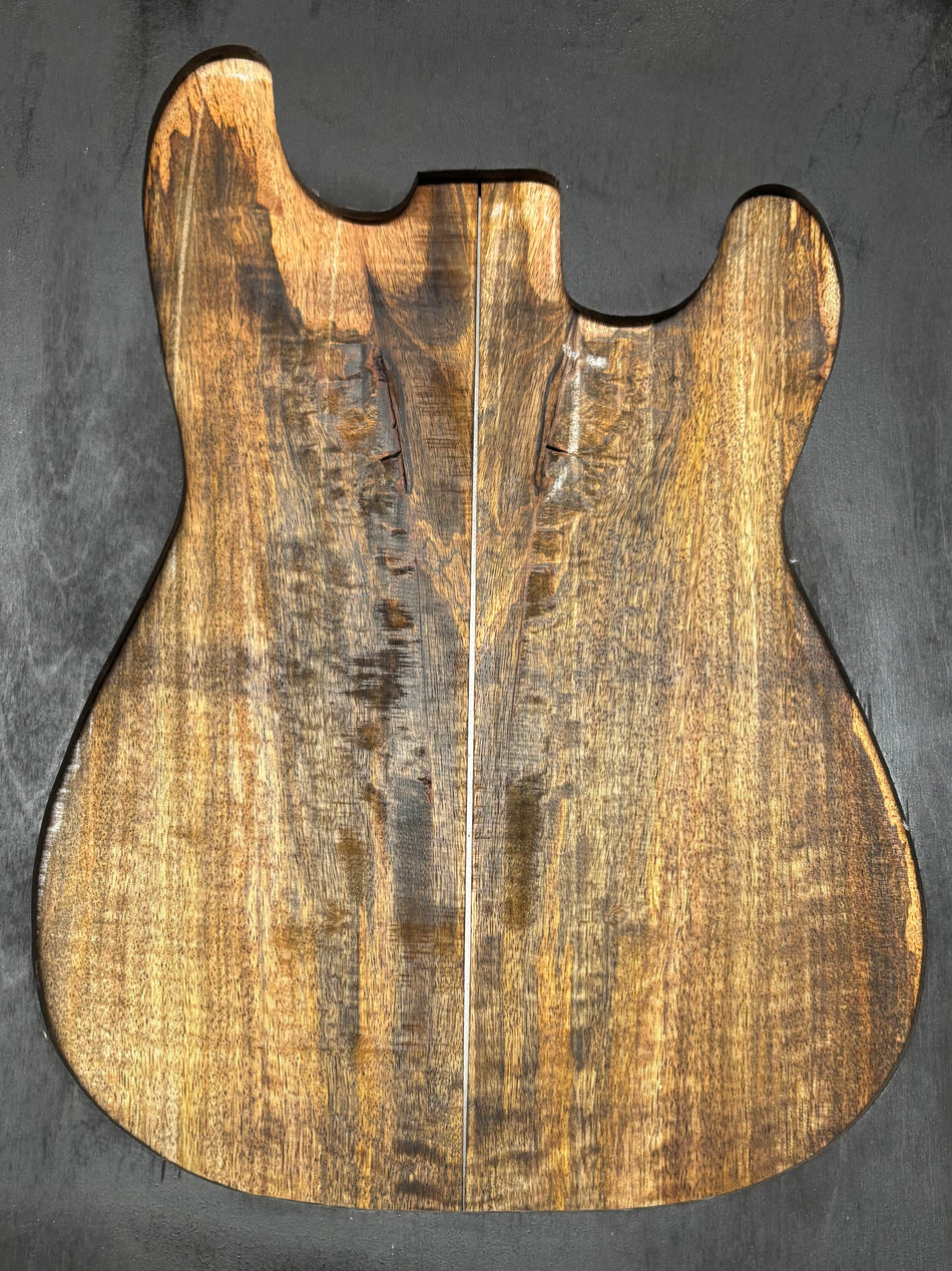 Defective Chocolate Flame Mango Guitar Drop Top- 22" x 7-1/4" x 1/4" #306