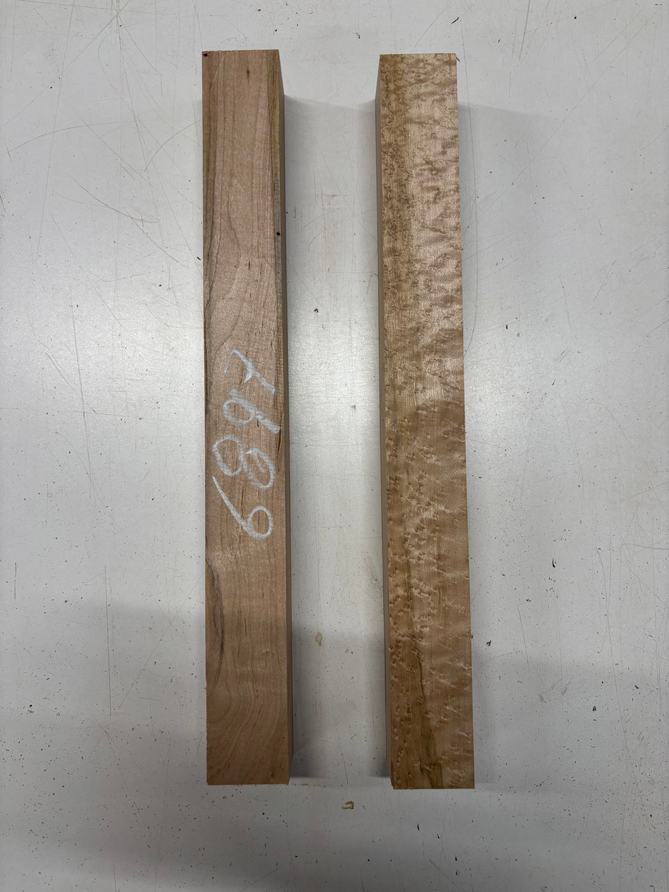 2 Pack, 2 Species Birdseye Maple + Ambrosia Maple Turning Wood Blanks 18"x1-7/8"x1-7/8"#6897